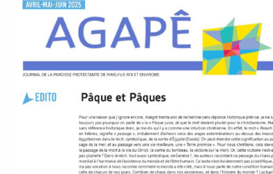 Le nouveau journal Agapê trimestriel est arrivé